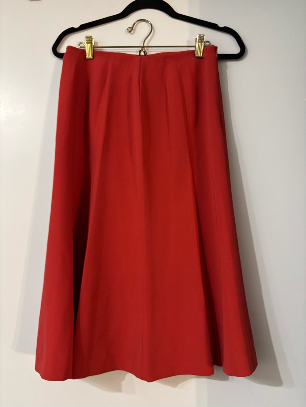 Louben Red Tailored A-Line Bia Cut Midi Skirt Size 8